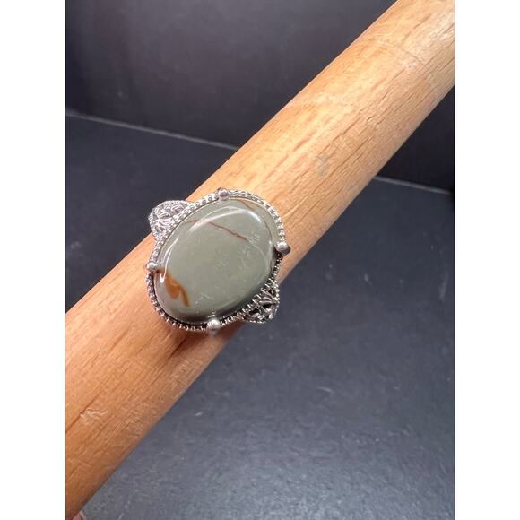 NEW Venus Jasper ring in platinum over brass size 10 - Picture 11 of 15